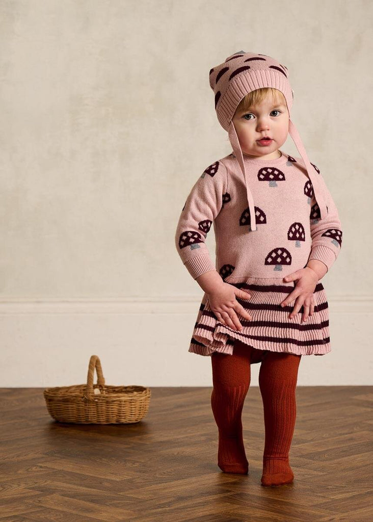 Sage - Dusty Pink Mushroom Knit Dress