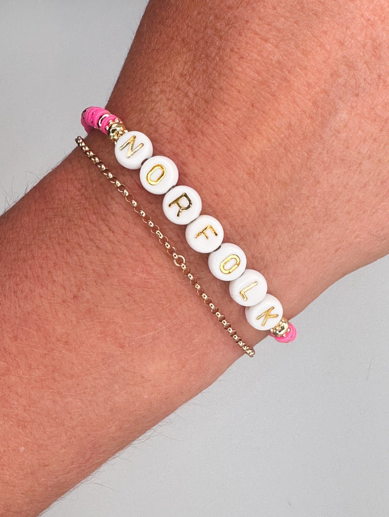 Norfolk Heishi Letter Bracelet - Pink