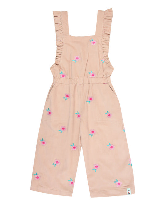 Stone Emrodiered Cord Dungarees