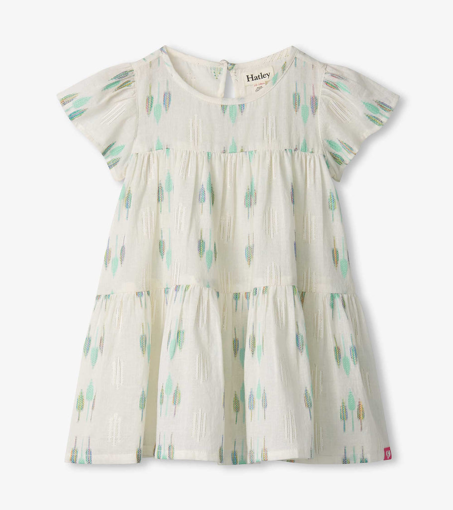 Baby & Toddler Girls Blue Feathers Woven Puff Dress