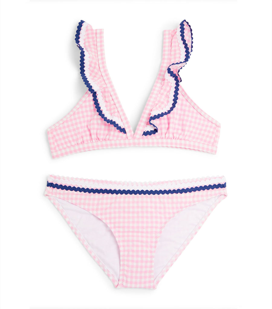 Teen Girls Pink Gingham Frill Bikini