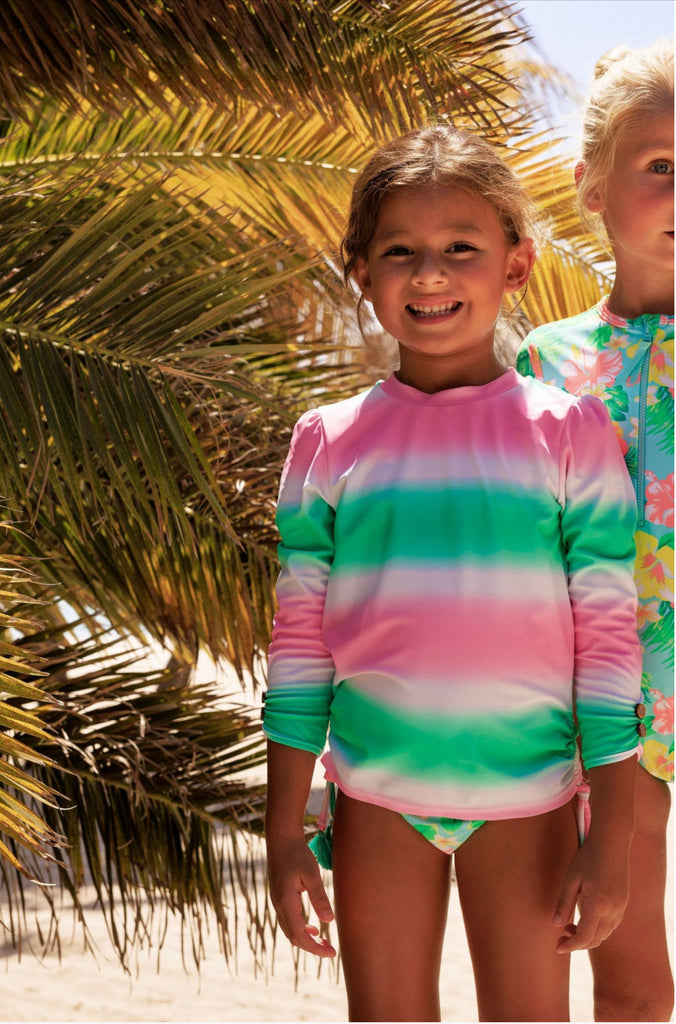 Girls Ombre Dip Dye Long Sleeved Rash Vest